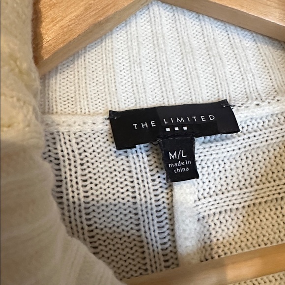 The Limited Cream Knit Cowl Neck Poncho with fringe hem layers winter - Picture 3 of 4